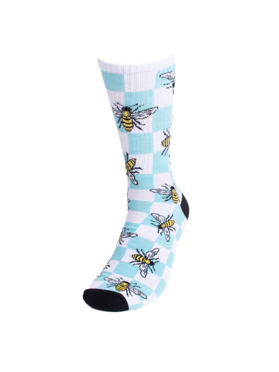 Men's Checkered Bees Novelty Socks
