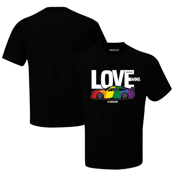 Men's Checkered Flag Black NASCAR Love Wins T-Shirt