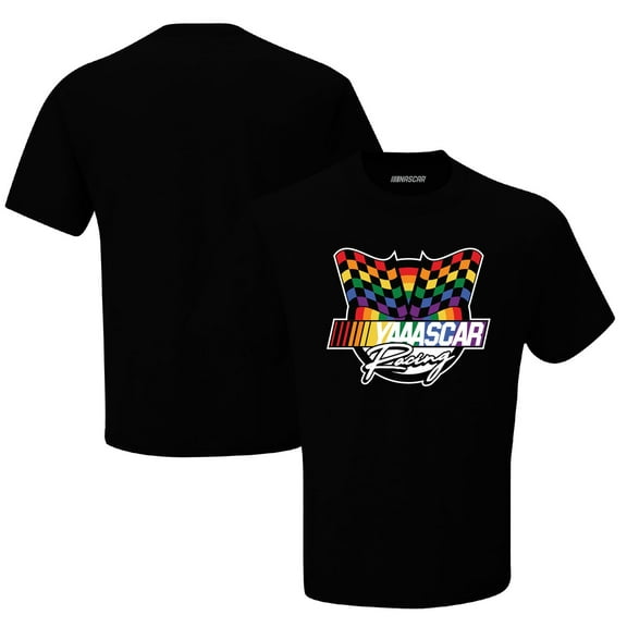 Men's Checkered Flag Black NASCAR YAAASCAR Pride-T-Shirt