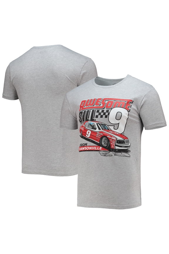 Men's Checkered Flag Heathered Gray Bill Elliott Legends T-Shirt
