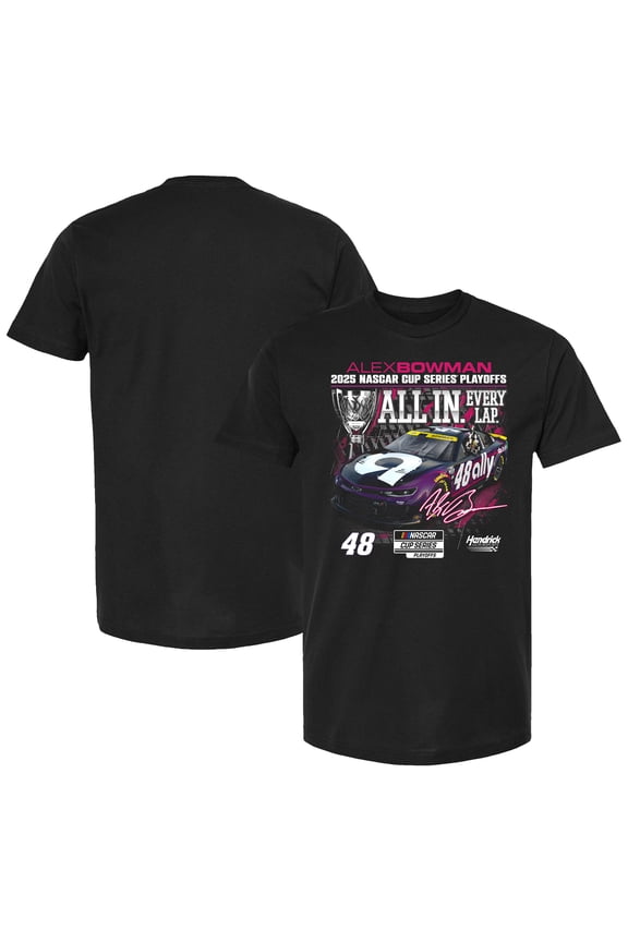 Men's Checkered Flag Sports Black Alex Bowman 2025 NASCAR Cup Series Playoffs Ally T-Shirt