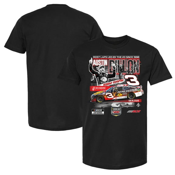 Men's Checkered Flag Sports Black Austin Dillon 2025 Cook Out 400 Race Winner T-Shirt