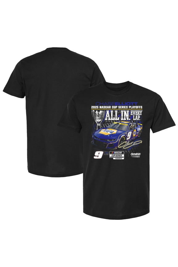 Men's Checkered Flag Sports  Black Chase Elliott 2025 NASCAR Cup Series Playoffs NAPA All In T-Shirt