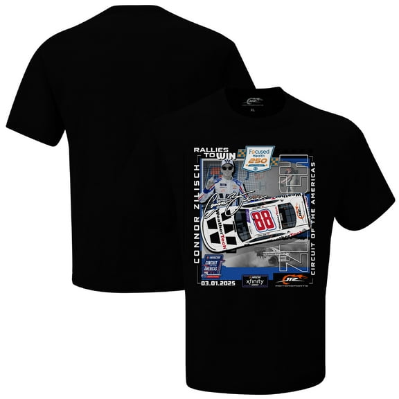 Men's Checkered Flag Sports Black Connor Zilisch 2025 Focused Health 250 Race Winner T-Shirt