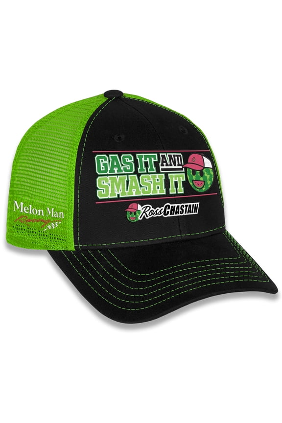 Men's Checkered Flag Sports Black/Green Ross Chastain Gas It & Smash It Adjustable Hat