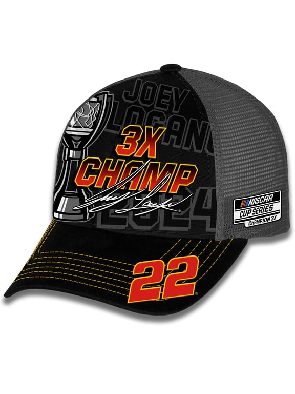 Men's Checkered Flag Sports Black Joey Logano 2024 NASCAR Cup Series Champion Trophy Adjustable Hat