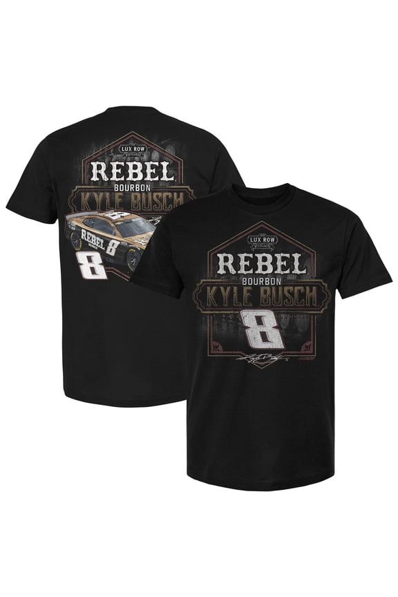 Men's Checkered Flag Sports Black Kyle Busch Rebel Bourbon Pit Stop T-Shirt