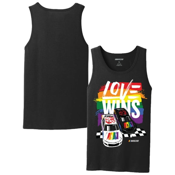 Men's Checkered Flag Sports Black NASCAR Love Wins Pride Tank Top