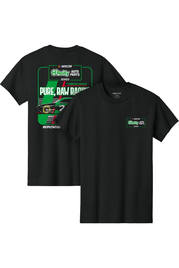 Men's Checkered Flag Sports Black NASCAR O'Reilly Auto Parts Series Car Graphic T-Shirt