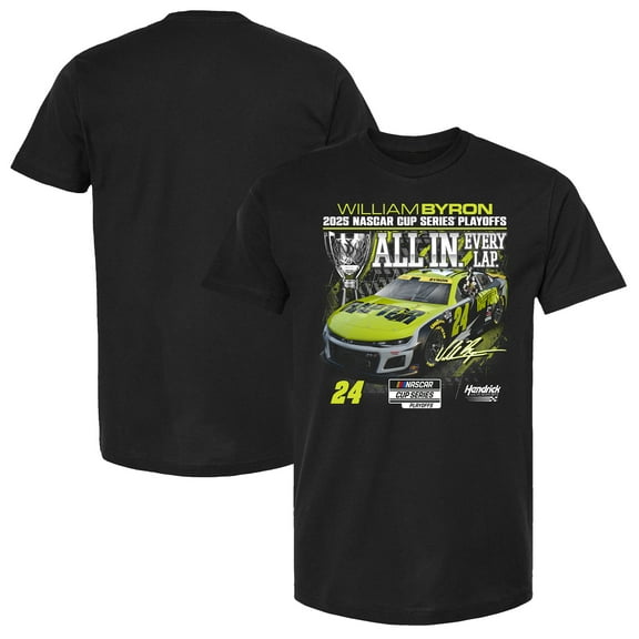 Men's Checkered Flag Sports Black William Byron 2025 NASCAR Cup Series Playoffs Raptor All In T-Shirt
