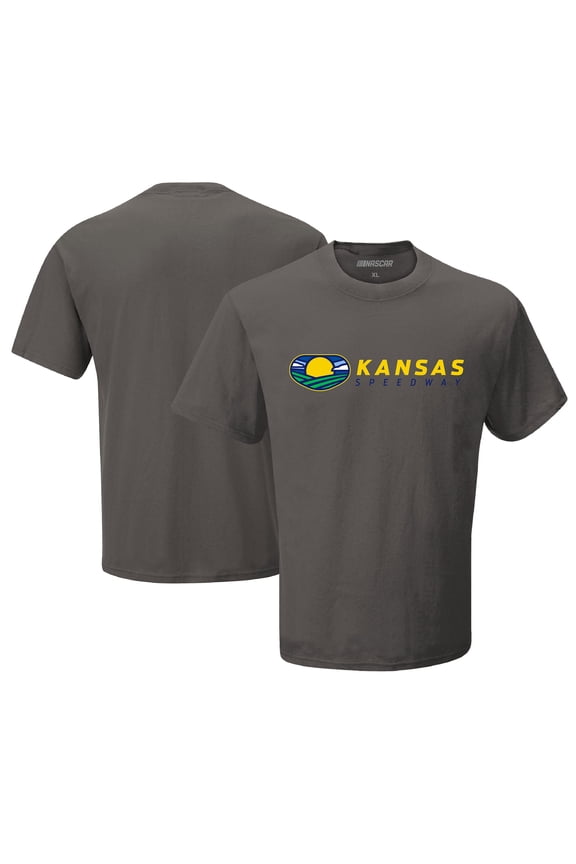 Men's Checkered Flag Sports  Charcoal Kansas Speedway Track Logo T-Shirt