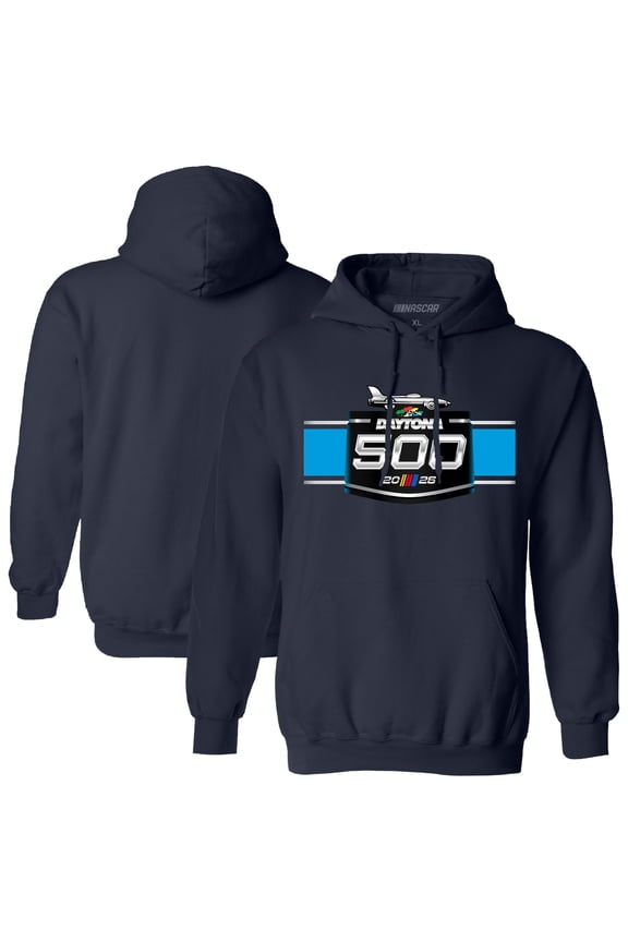 Men's Checkered Flag Sports Navy Daytona International Speedway 2026 Daytona 500 Pullover Hoodie