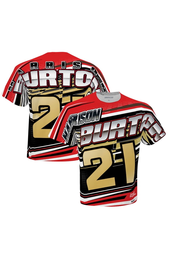 Men's Checkered Flag White Harrison Burton Sublimated Speedster T-Shirt