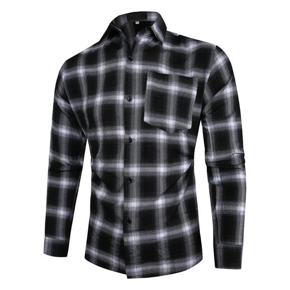 BVnarty Plaid Shirts for Men Checkered Long Sleeve Shirt Casual Flannel Button-Up Top with Pocket for Daily Wear, Fashion, Parties, and More