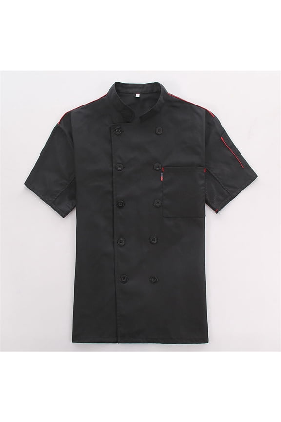 Men's Chef Coat Short Sleeve - Professional Chef Jacket with Breathable Mesh Side Panels & 2 Pockets for Culinary Essentials