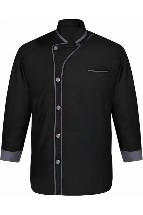 Men’s Chef Coat Uniform Jacket Poly Cotton 3/4 Sleeve Professional Kitchen Restaurant Bakery Culinary Chef Wear