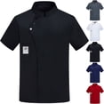 thumbnail image 1 of Men's Chef Coat Uniform Short Sleeve Cook Jacket Restaurant Kitchen Work Breathable Clothes Black L, 1 of 4