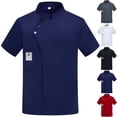 thumbnail image 1 of Men's Chef Coat Uniform Short Sleeve Cook Jacket Restaurant Kitchen Work Breathable Clothes Navy 3XL, 1 of 5