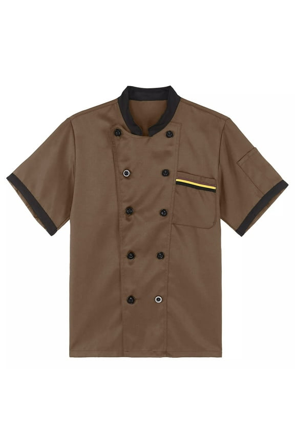 Men's Chef Coat Uniform Short Sleeve Cook Jacket Restaurant Kitchen Work Breathable Clothes