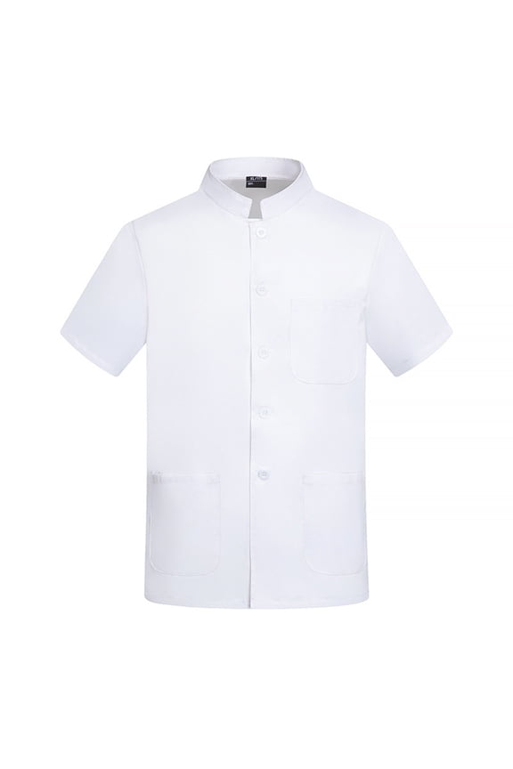 Men's Chef Coat Uniform Short Sleeve Cook Jacket Restaurant Kitchen Work Clothes