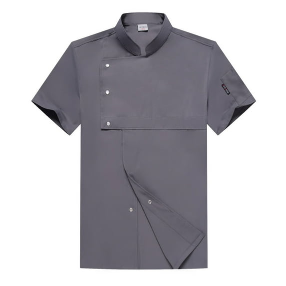 Men's Chef Coat Unisex Chef Jacket Breathable Solid Restaurant Kitchen Cooking Chef Uniform,Z04-Grey,XL