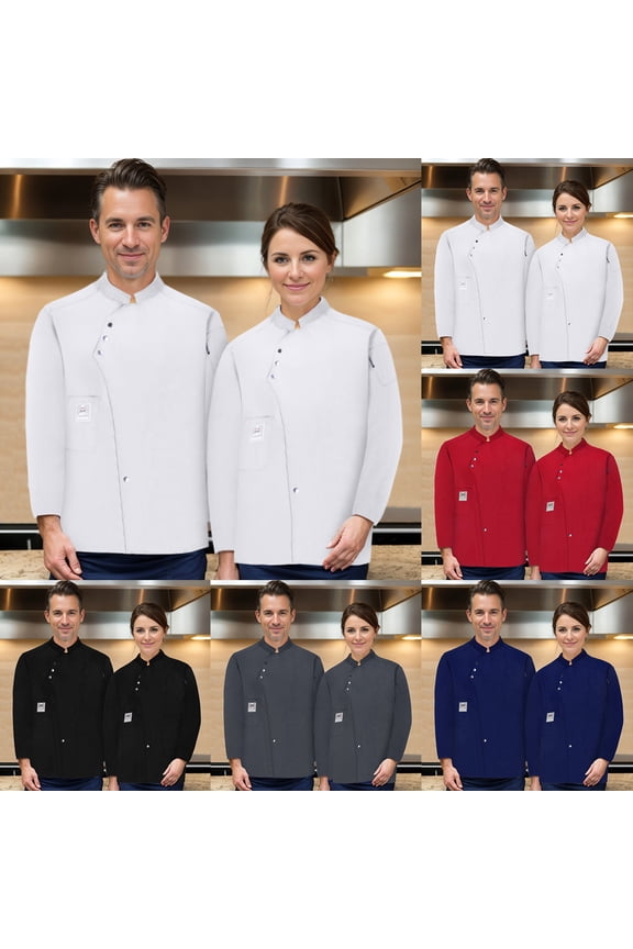 Men's Chef Jacket Chef Coat Restaurant Kitchen Chef Uniform Unisex Chef Coat Jacket Long Sleeve Kitchen Restaurant Cooking Work Wear Shirt Top for Culinary Staff,Black,L