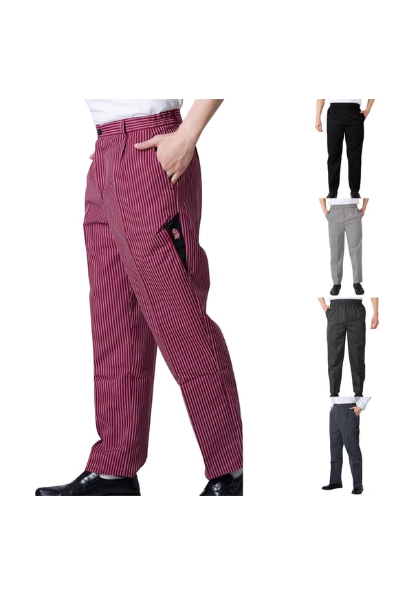 Men's Chef Pants - Elastic Waist Kitchen and Restaurant Work Pants