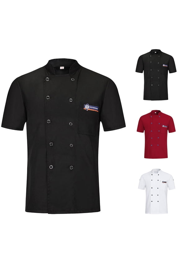 Men's Chef Uniform Short Sleeve Chef Jacket Restaurant Kitchen Work Breathable Clothing