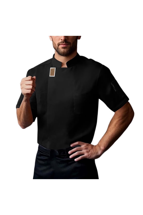 Men's Chef Workwear Short Sleeve T-Shirt Breathable Comfort Kitchen Durable Blend Mens T-Shirts Solid Color Sleeve Casual Crew Neck Basic Tees