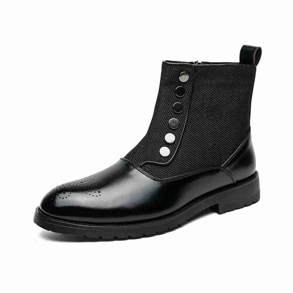 Men's Chelsea Boots Lace-Up Design with Side Zipper, Non-Slip Sole Dress Boots for Business Casual, Formal, Daily Wear