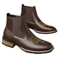 thumbnail image 1 of Men's Chelsea Boots Western Cowboy Ankle Booties Square Toe Casual Dress Slip on Work Oxford Leather Shoes, 1 of 6