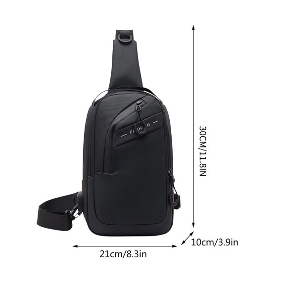 Men's Chest Bag | Casual Crossbody Shoulder Backpack with USB Charging Port | Water-Resistant Lightweight Large Capacity | Breathable Back Support | 21x30x10cm | Travel Work Outdoor