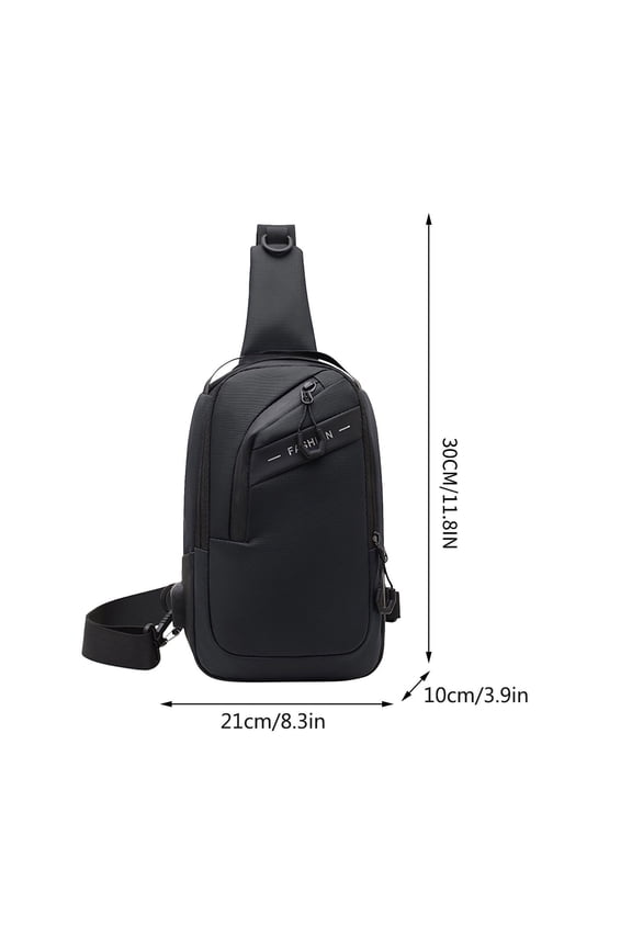 Men's Chest Bag | Casual Crossbody Shoulder Backpack with USB Charging Port | Water-Resistant Lightweight Large Capacity | Breathable Back Support | 21x30x10cm | Travel Work Outdoor