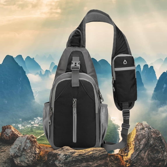 Men's Chest Bag, Multi-Functional Sports and Shoulder Backpack, Trendy Fashion Bag for Students and Travel, Water-Resistant Nylon with Reflective Strip