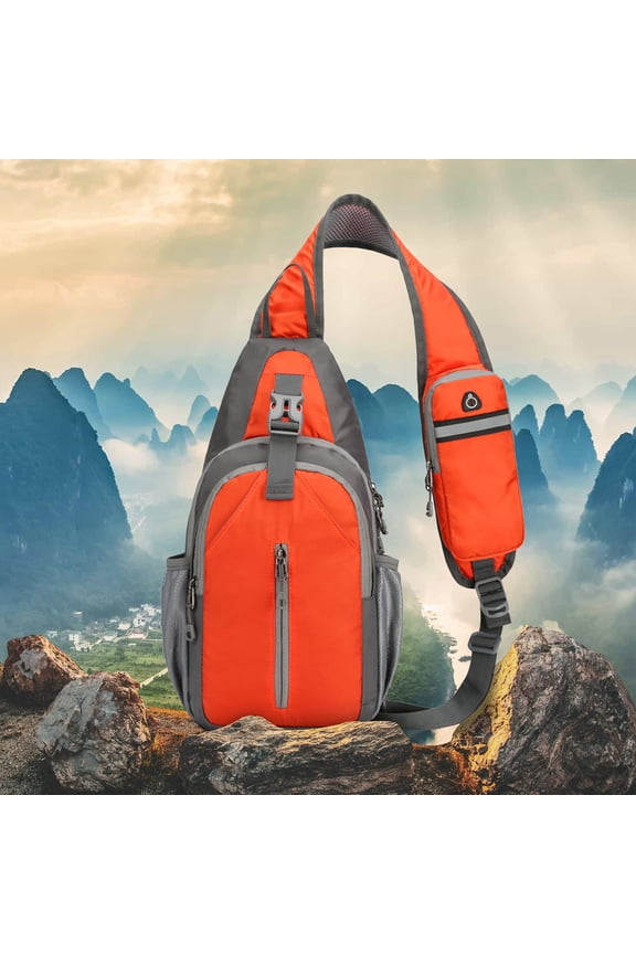 Men's Chest Bag, Multi-Functional Sports and Shoulder Backpack, Trendy Fashion Bag for Students and Travel, Water-Resistant Nylon with Reflective Strip