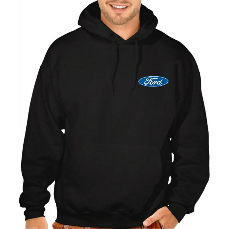 Men s Chest Ford Logo Black Pullover Hoodie Sweater 4X Large Black