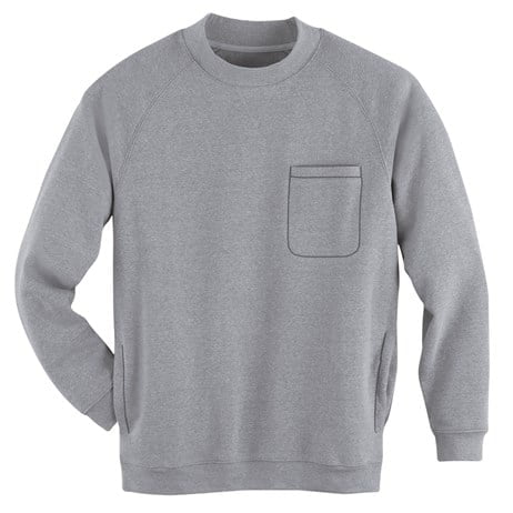 Men s Chest Pocket Comfortable Crewneck Sweatshirt Type X Large Mens Size X Large Color Heather Grey Walmart