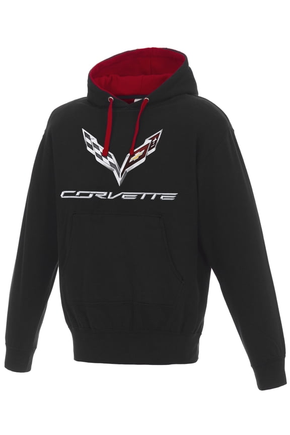 Men's Chevy Corvette C7 Pullover Hoodie Red Hood Lining & Body Stitching