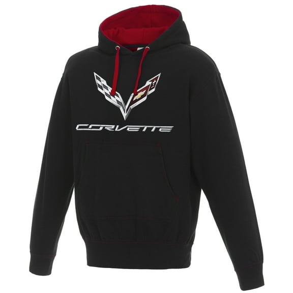Men's Chevy Corvette C7 Pullover Hoodie Red Hood Lining & Body Stitching