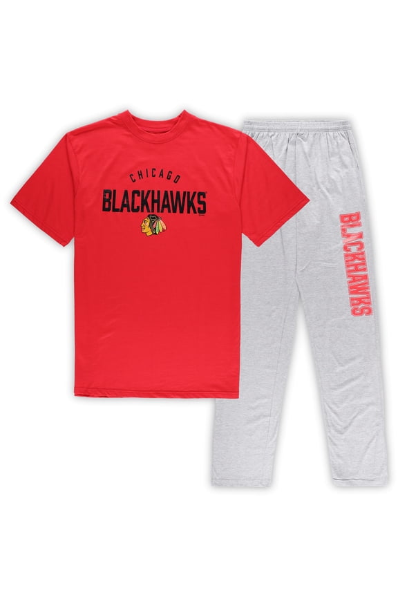 Men's Chicago Blackhawks Red/Heather Gray Big & Tall T-Shirt & Pants Lounge Set