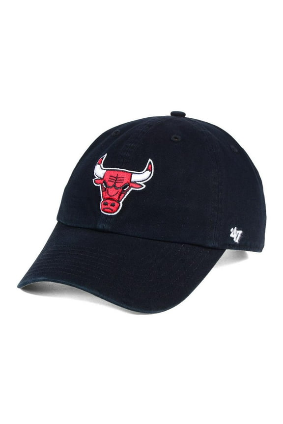 Men's '47  Black Chicago Bulls Core Logo Clean Up Adjustable Hat