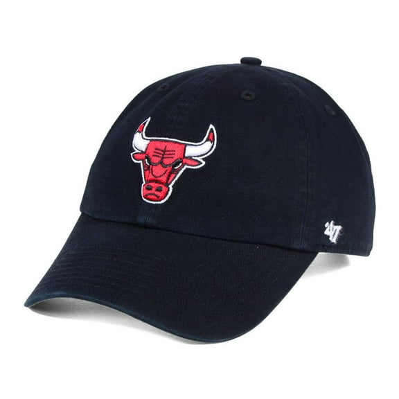 Men's '47 Black Chicago Bulls Core Logo Clean Up Adjustable Hat