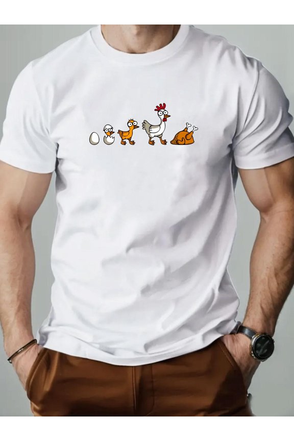 Men's Chicken Growth Pattern Summer Casual Round Neck Short T-Shirt