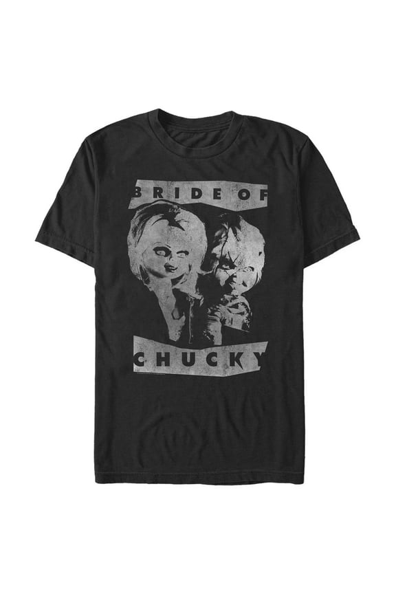 Men's Child's Play Bride of Chucky Black and White Poster Graphic Tee Black Large