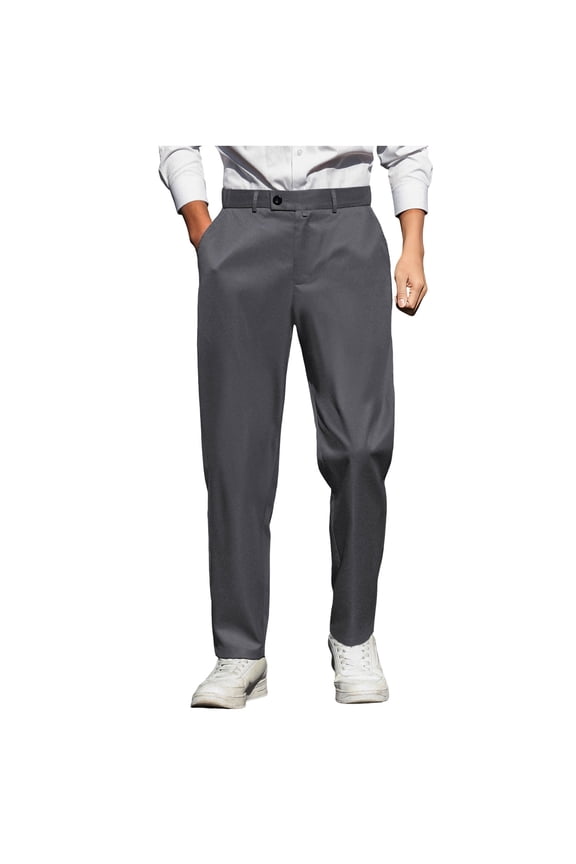 Men's Chinos Dress Pants Flat Front Straight Leg Slacks Trousers Summer Casual Skinny Work Business Pants With Pockets