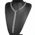 thumbnail image 1 of Men's Choker Tail Hip Hop Rapper Stainless Steel Silver Cuban Chain Necklace, 1 of 9