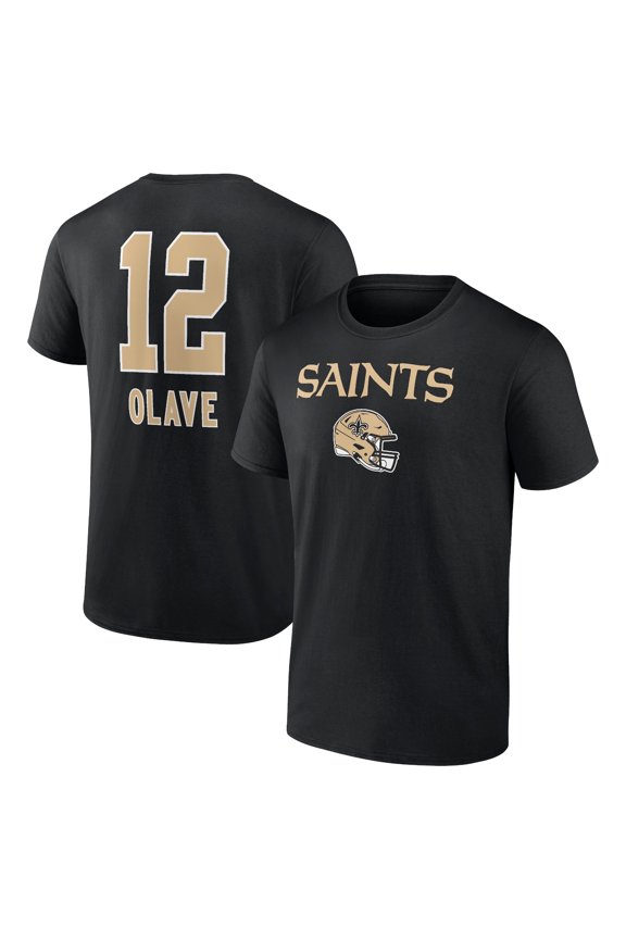 Men's Chris Olave Black New Orleans Saints Team Wordmark Player Name & Number T-Shirt