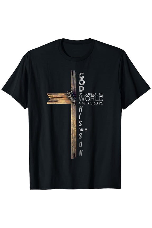 Men's Christ Cross Christian 9 John 3 16 T-Shirt, Comfortable Breathable Soft Tee, Men's 100% Cotton Graphic T-Shirt 180gsm