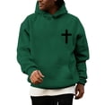 thumbnail image 1 of Men's Christ Cross Pullover Hoodie Inspirational Graphic Long Sleeve Sweatshirt, Religious Design with Cross Print, Comfortable Fabric for Casual Wear, Ideal for Gift and Everyday Use,Army Green,L, 1 of 4