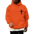 thumbnail image 1 of Men's Christ Cross Pullover Hoodie Inspirational Graphic Long Sleeve Sweatshirt, Religious Design with Cross Print, Comfortable Fabric for Casual Wear, Ideal for Gift and Everyday Use,Saffron,M, 1 of 3